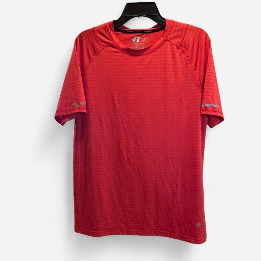 Russell Athletic Men's Orange Gym Running Workout t Shirt Medium Dri Power 360